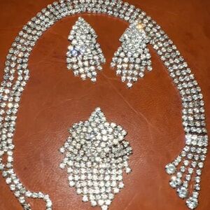 vintage 60s 70s signed art deco costume necklace brooch earrings